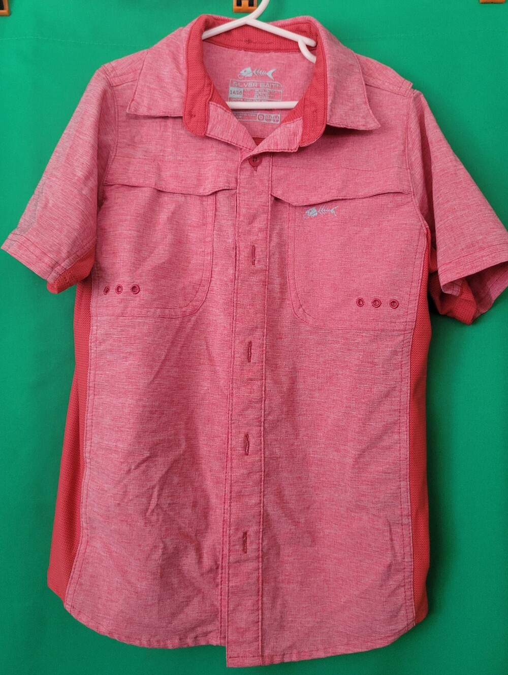 Silver Bait Jeans Boy SS Button-Down Shirt 14/16 Fishing Youth XL Vented Summer